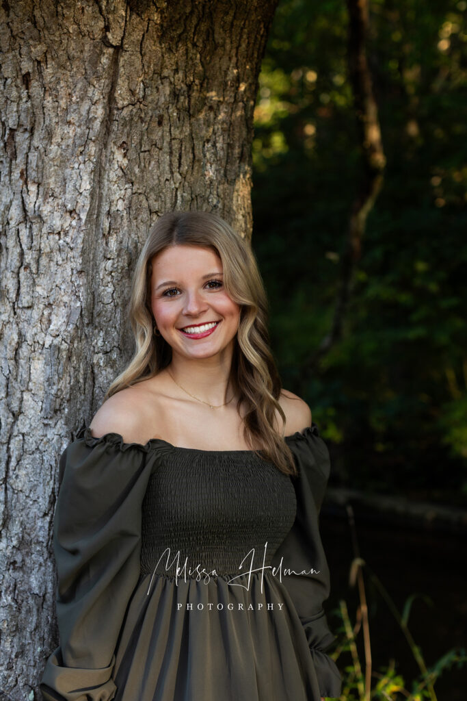 Close-up portrait of senior girl with soft, natural lighting during Greensburg senior photo session